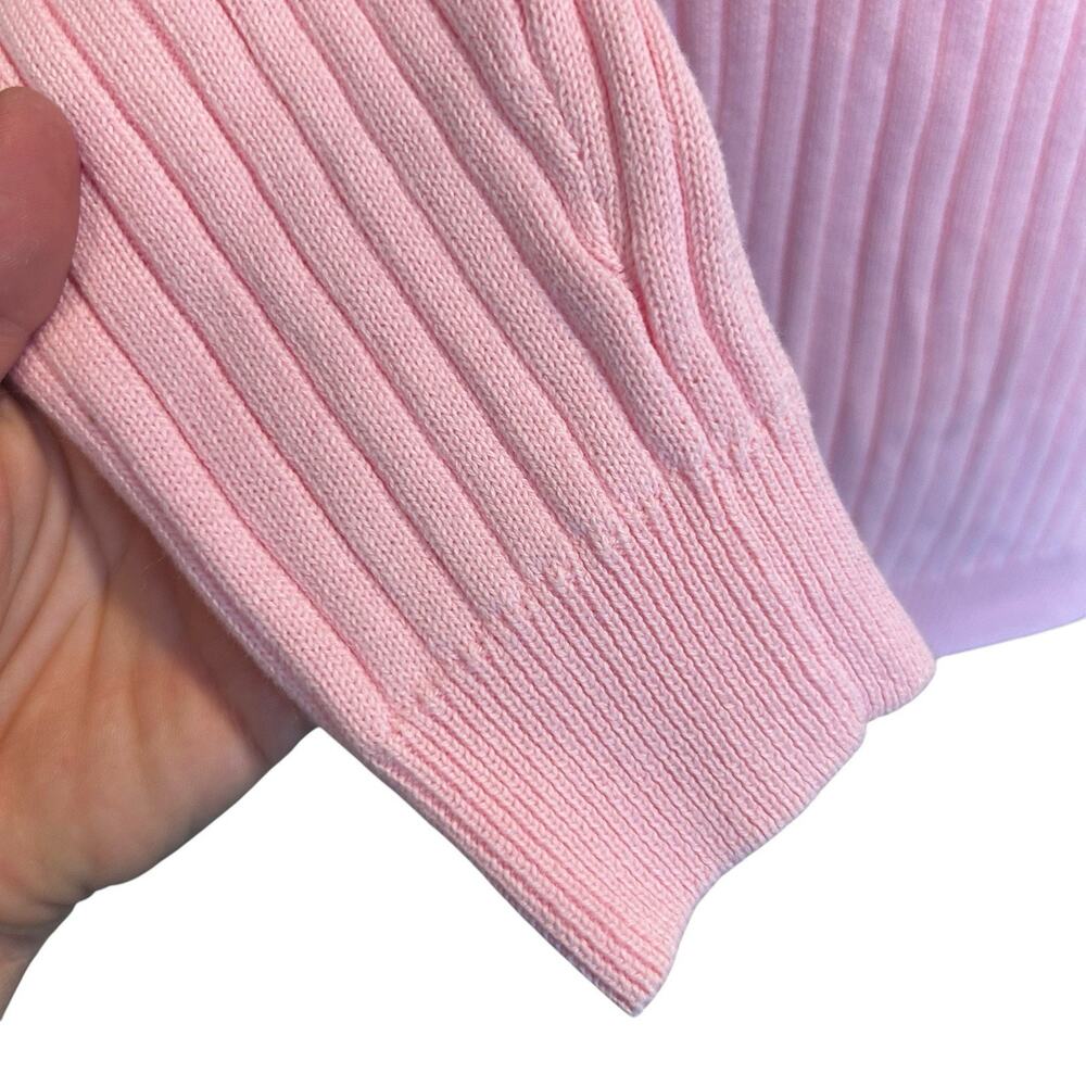 Vintage 80s Pink Ribbed Turtleneck Sweater Sz M - Picture 10 of 16